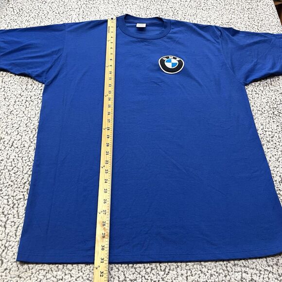 VTG 90s BMW Racing Shirt Mens XL Blue #42 Embroidered Patch Logo Jerzees USA - Picture 8 of 9